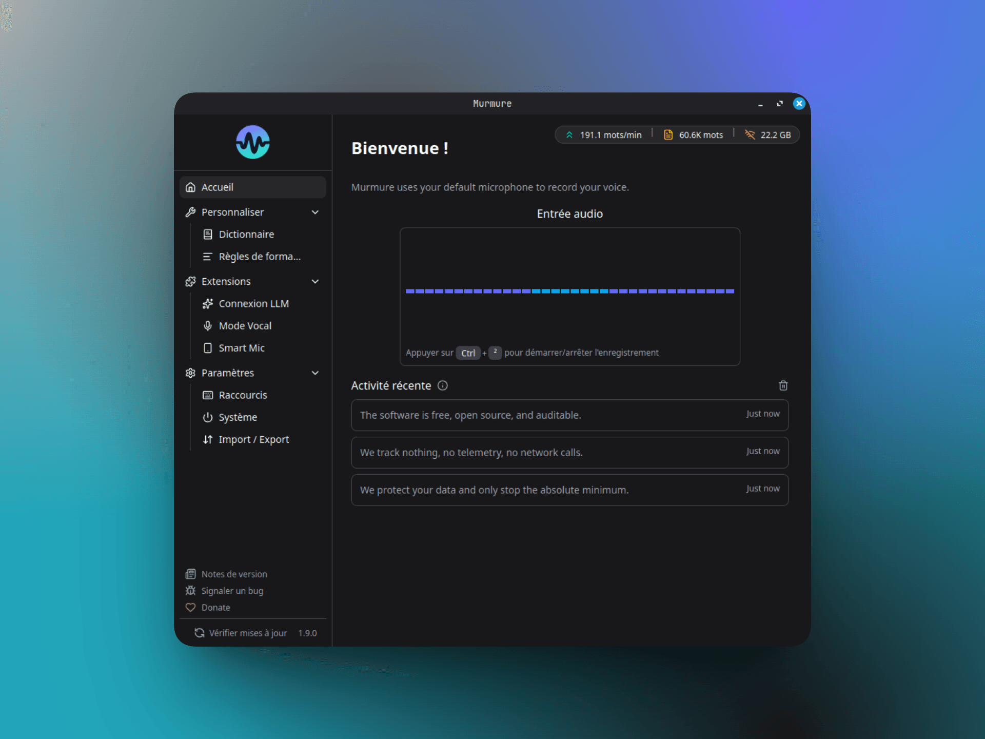 Murmure Home Interface
